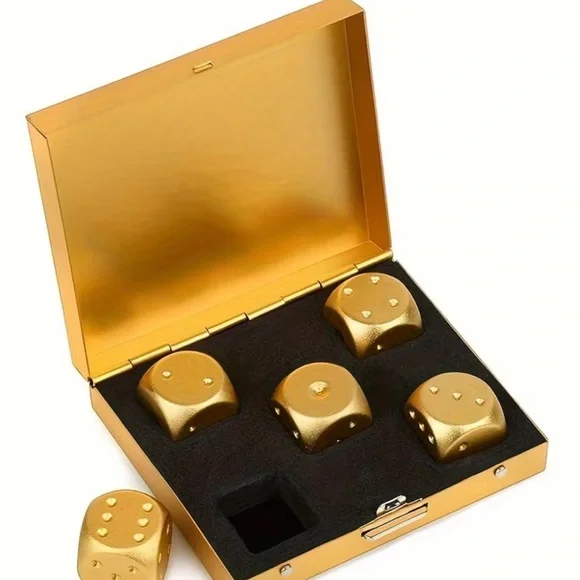 Gold Dice Set with Case - Picture 5 of 6